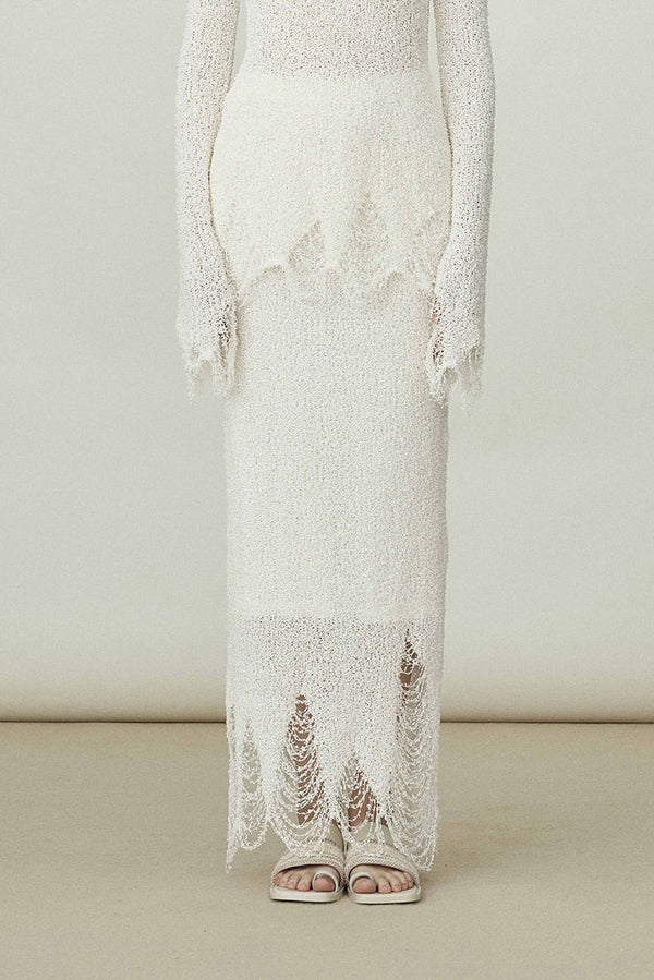 SWAYING/KNIT float detail skirt SW24SS3B01 white